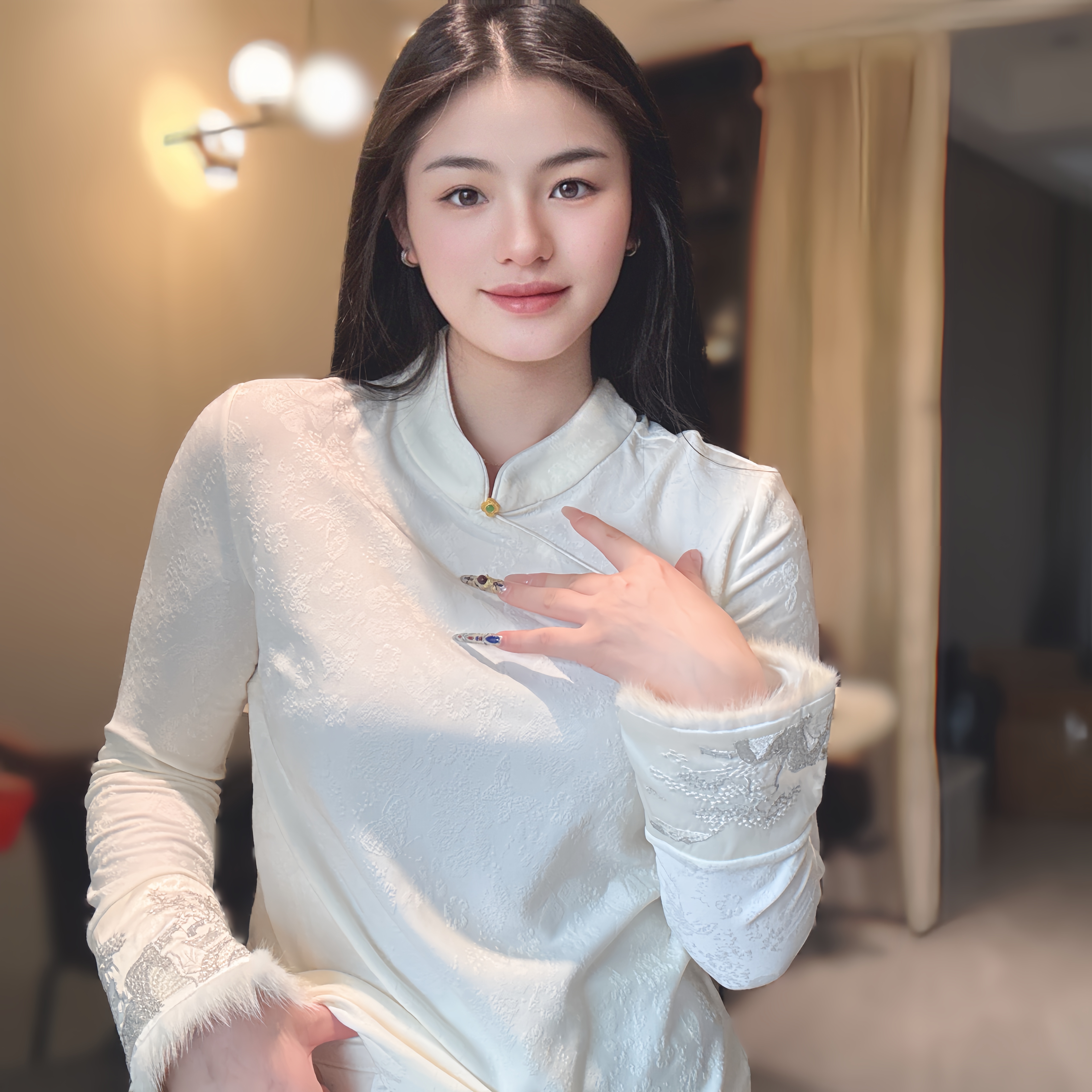 【秋雨】新中式立领保暖加厚内搭中国风秋冬新款时尚百搭上衣