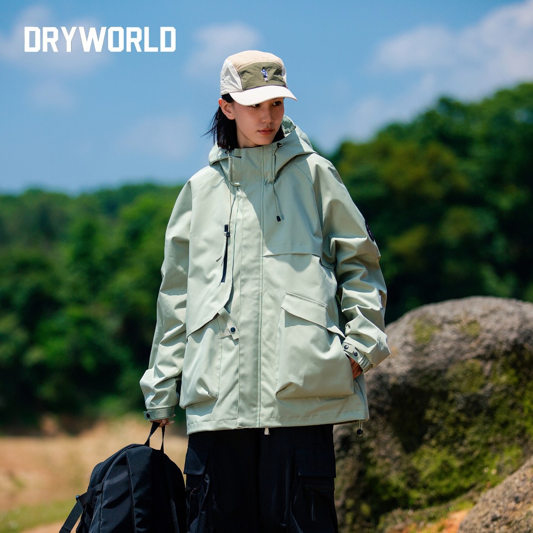 DRYWORLD秋季冲锋衣软壳情侣外套户外防泼水连帽夹克徒步登山服