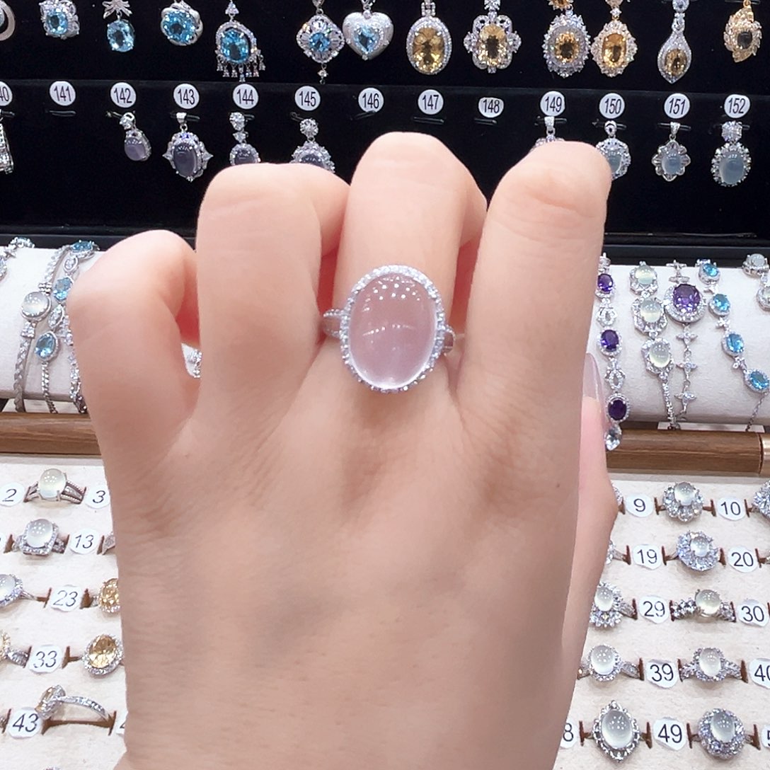 关***狗芙蓉石戒指银S925镶嵌