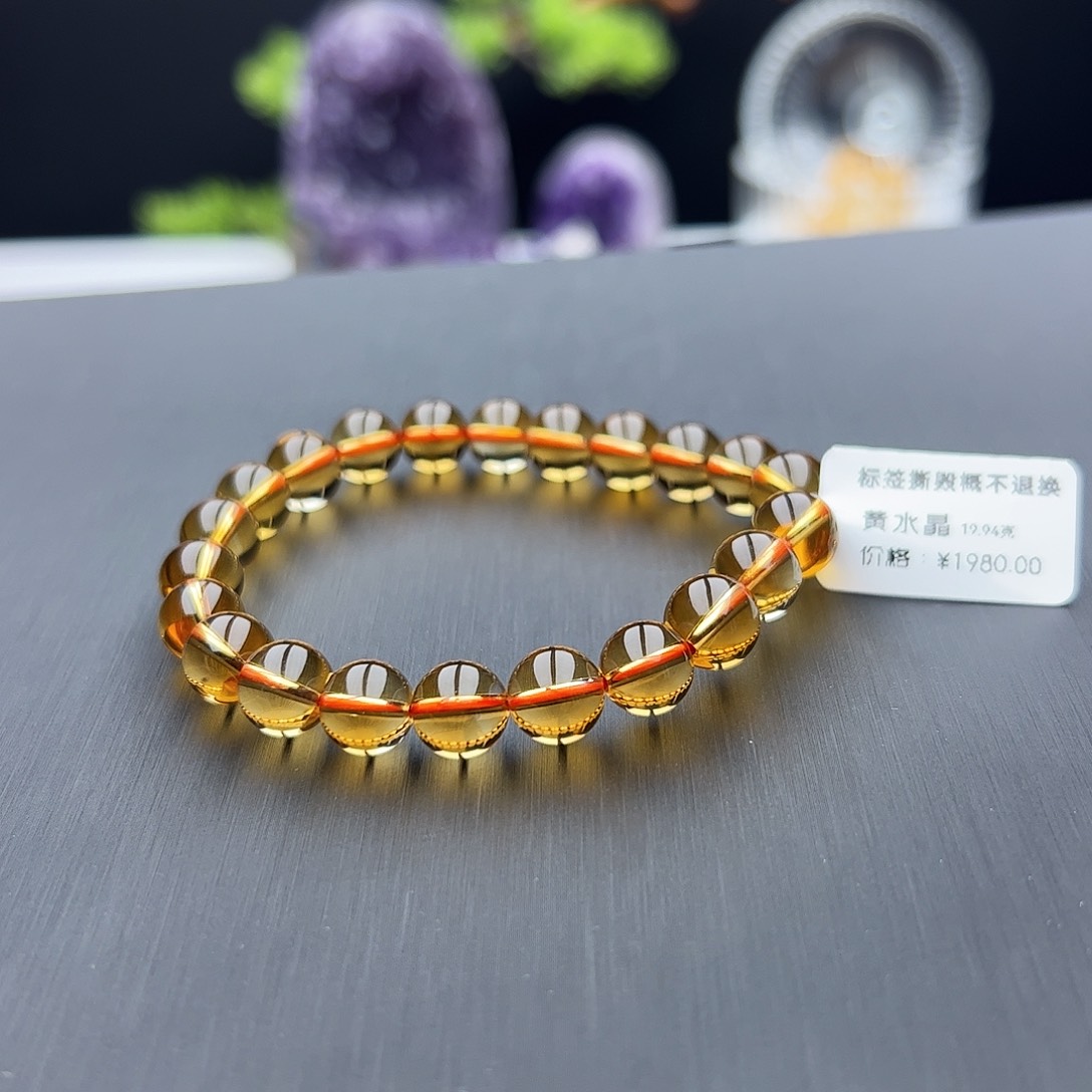 水晶手链未镶嵌宇****女黄水晶8.7mm19.94