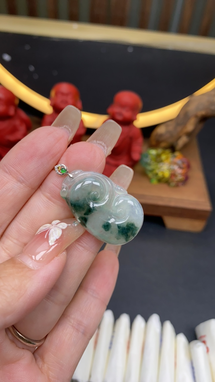 天然a货翡翠18k如意756