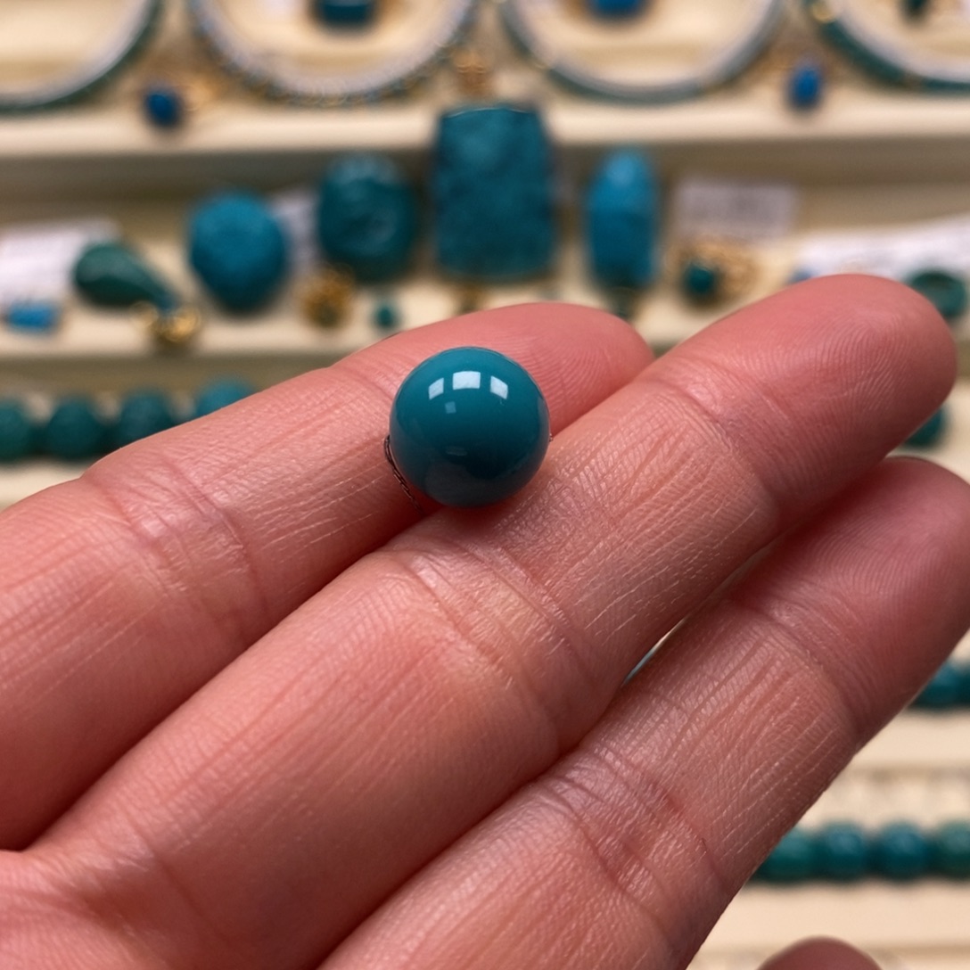 绿松石未镶嵌珠宝奇石直径9.5圆珠