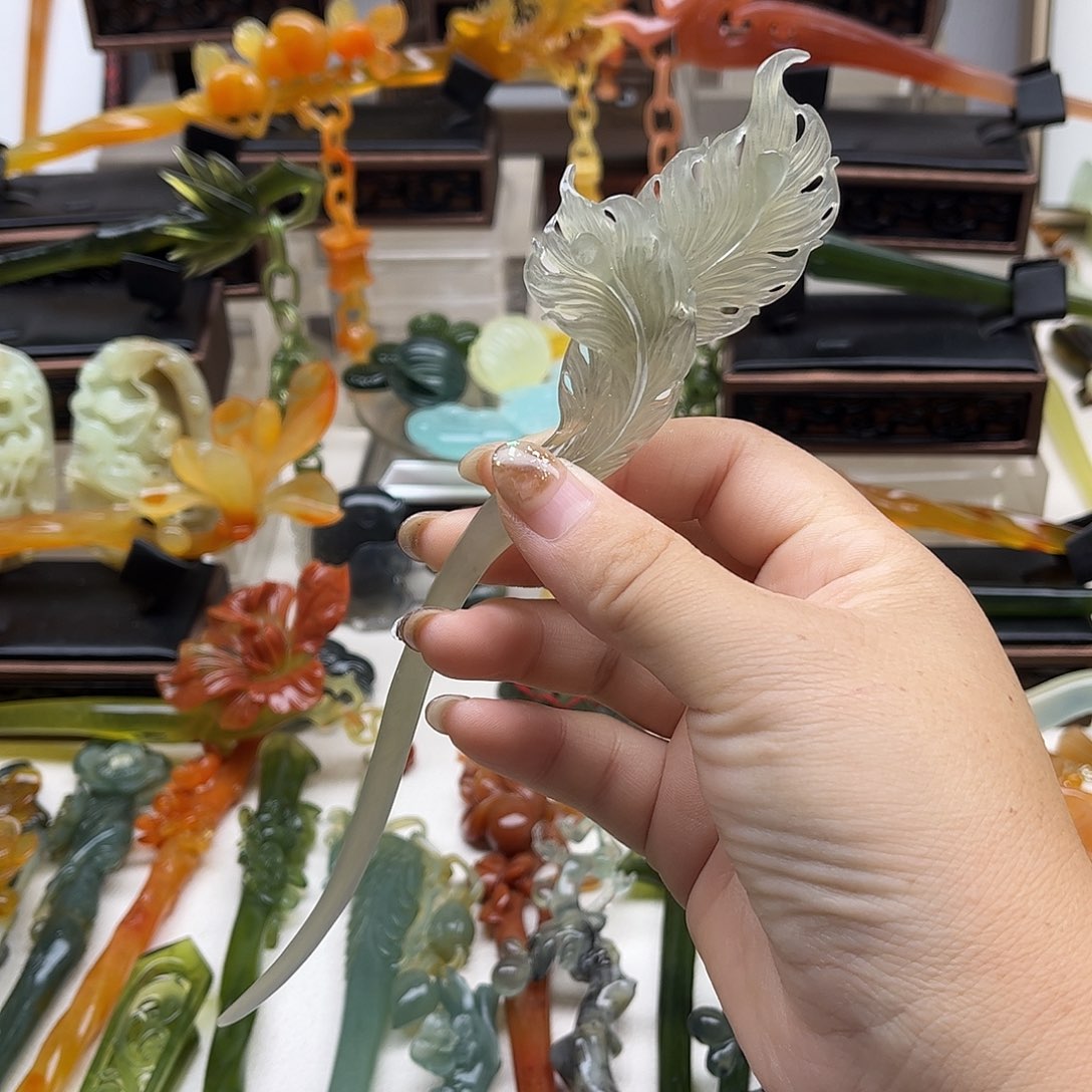 蛇纹石玉岫玉发簪未镶嵌