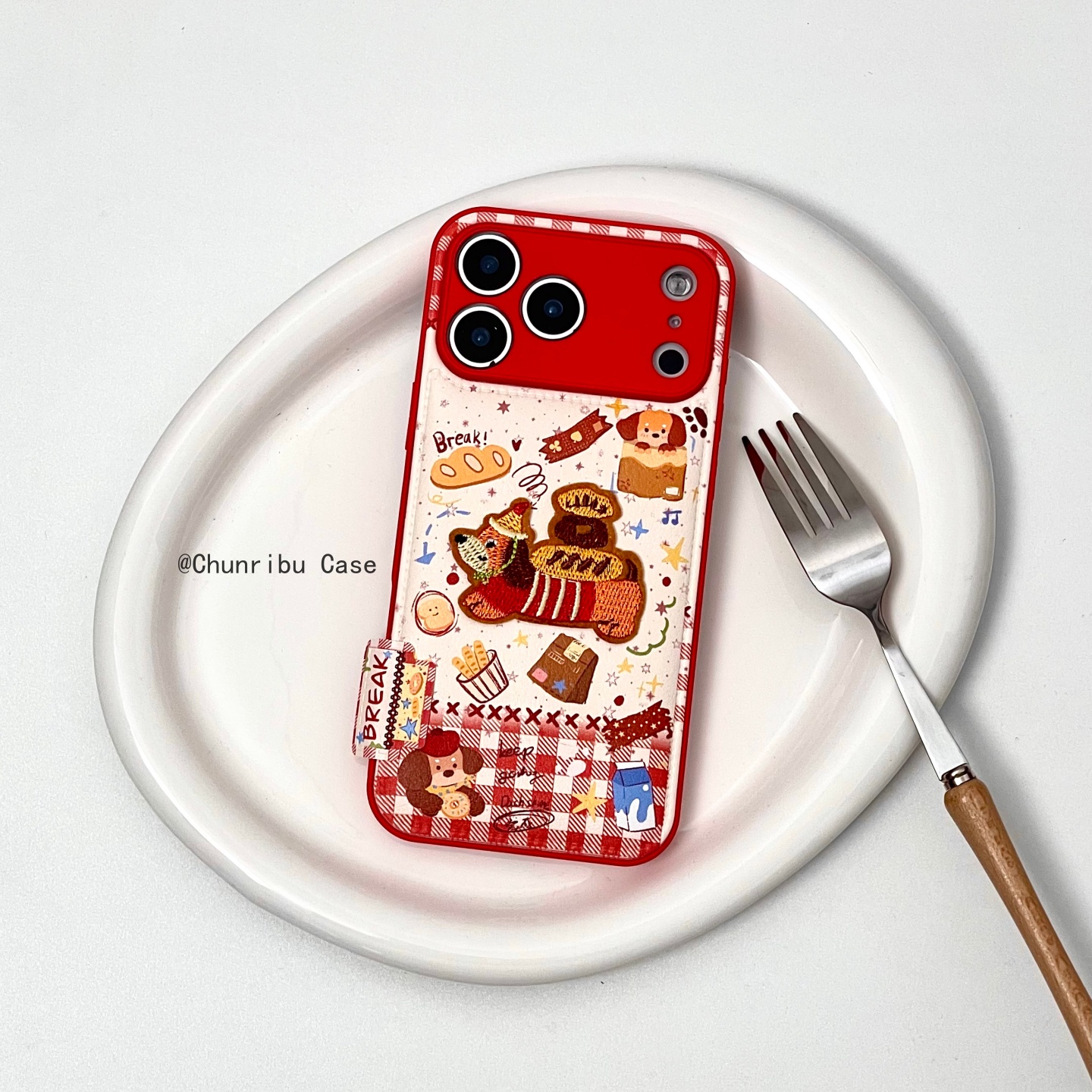 鼓包立体刺绣面包毛衣腊肠狗适用苹果17/16promax手机壳15/14/13