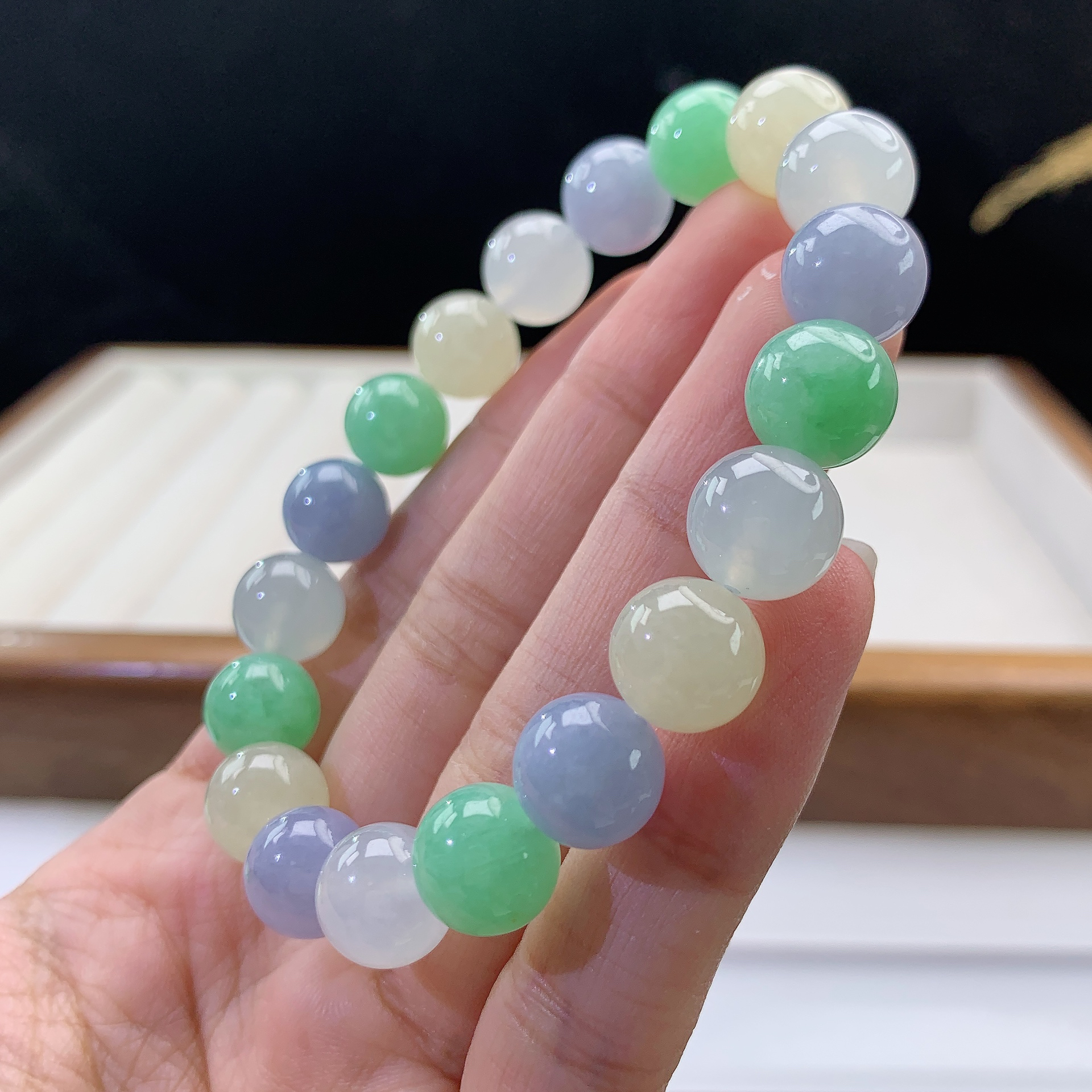 12.19-3-缅甸天然翡翠A货 女款多宝手串尺寸:10mm 19颗粒