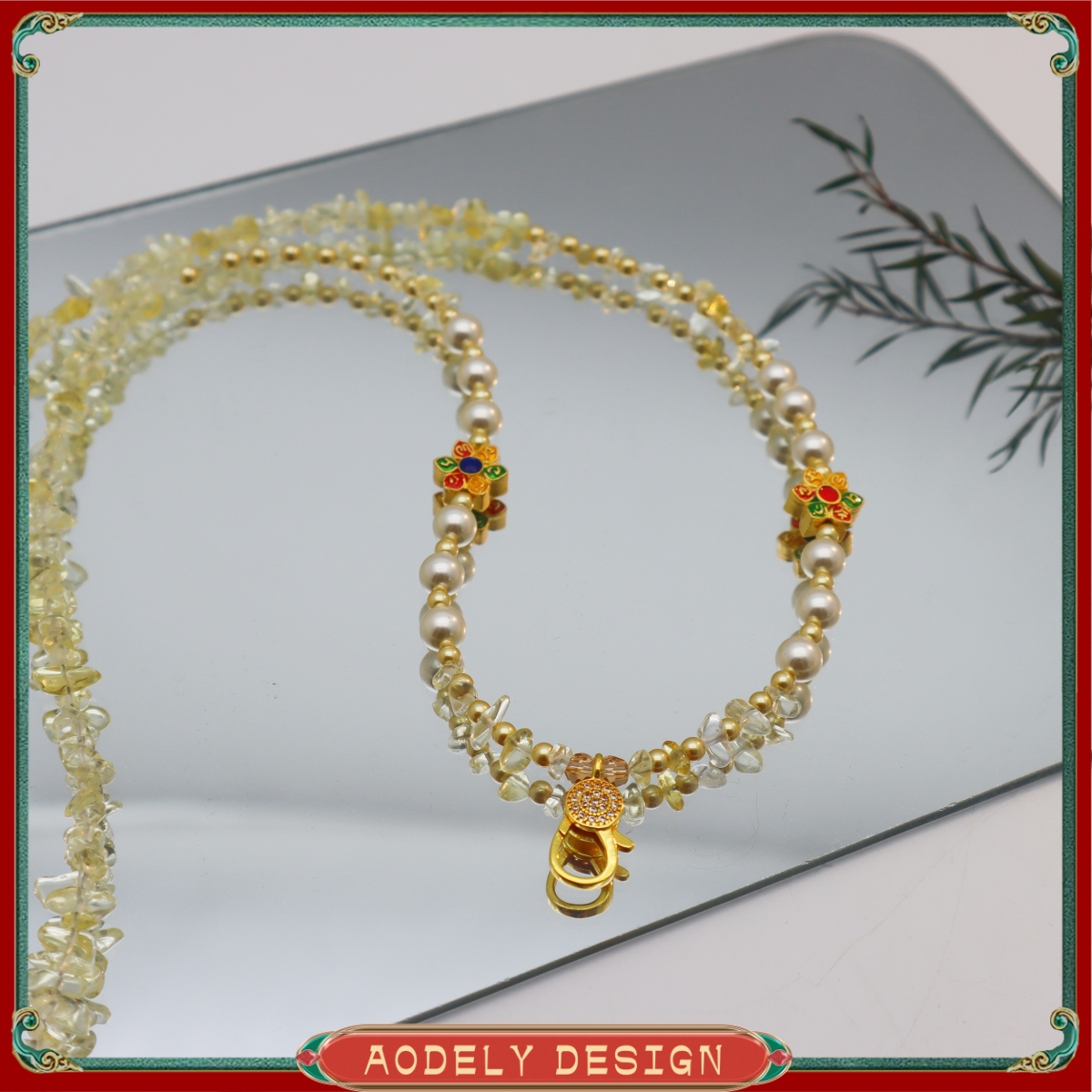 黄系瑭卡配链★万能扣水晶毛衣链55cm国风链X-623单链