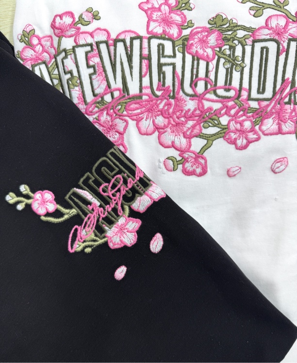 af家背后桃花刺绣短袖T恤