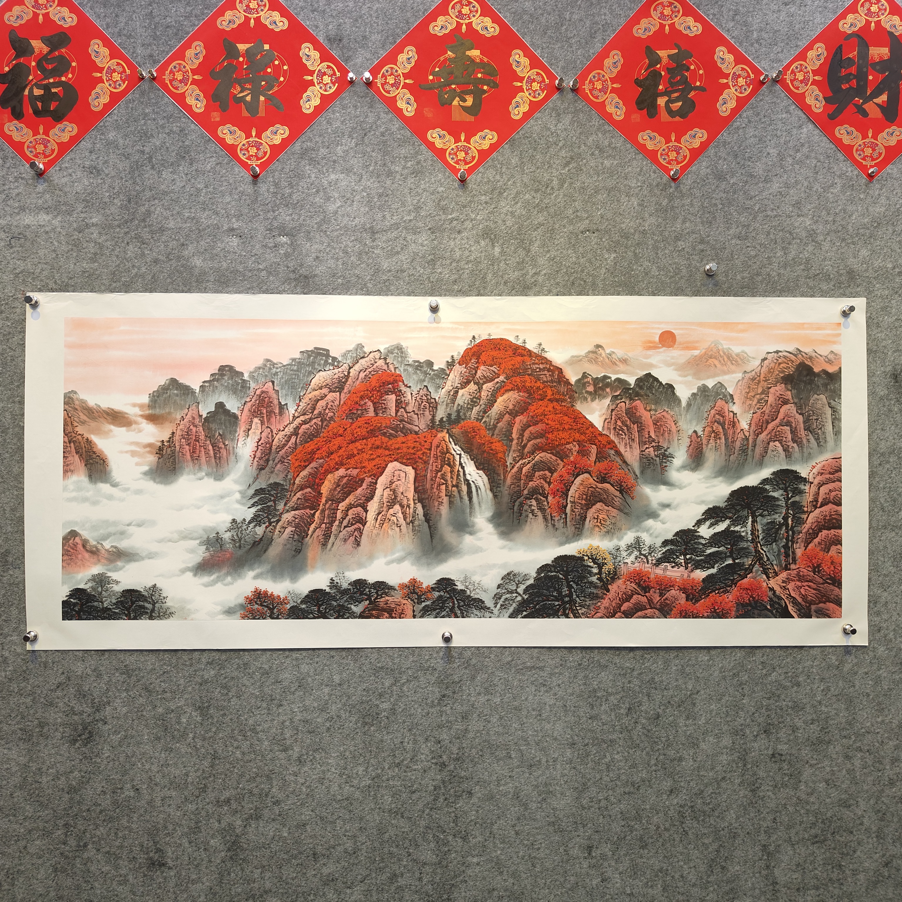 齐振家亲笔手绘山水画【鸿运当头】190*75cm送锦礼盒收藏送礼作品