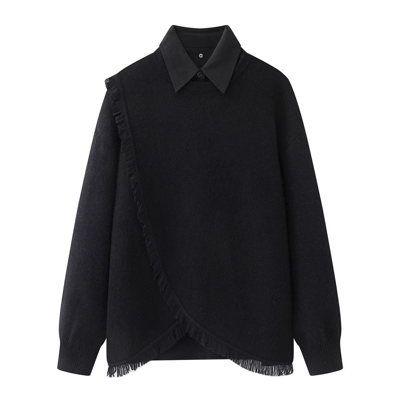 【商场同款】2025冬新款百搭长袖流苏针织毛衫7737