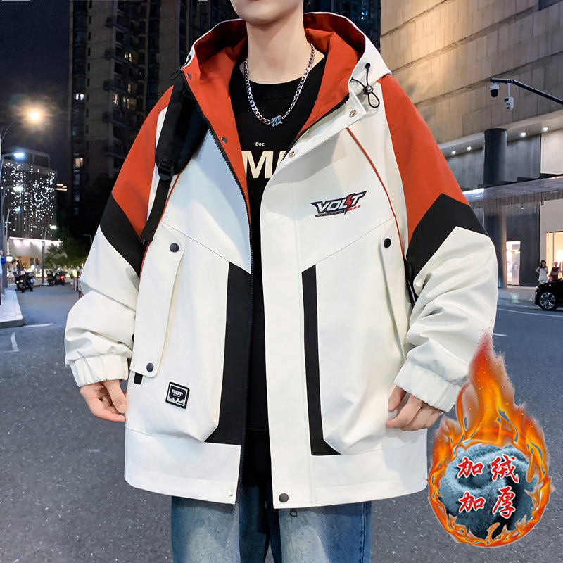 秋冬季青少年青春活力春季连帽休闲收口袖夹克宽松冬季帅气秋冬