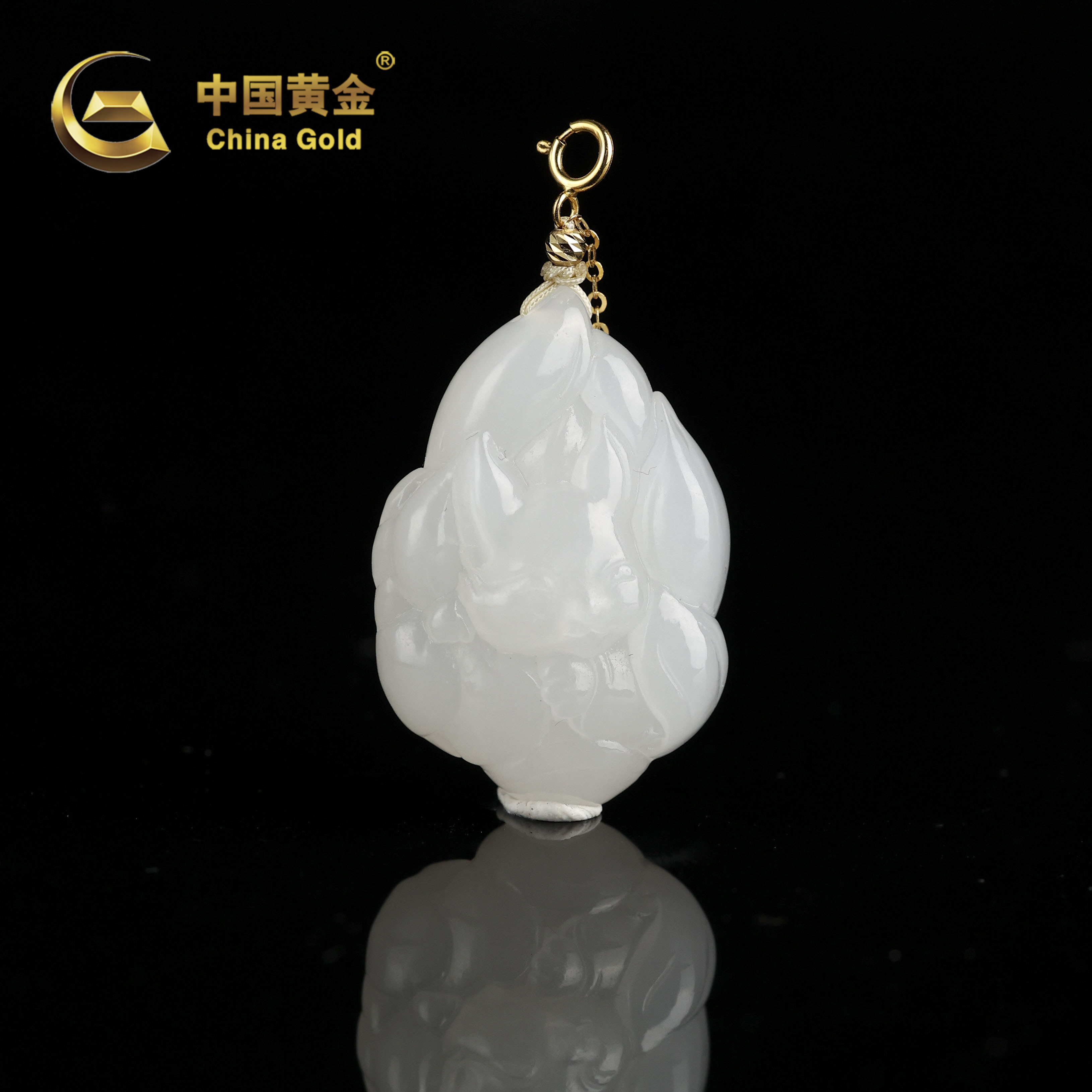 【中国黄金】和田玉*吊坠*18K金镶嵌-D9428-格