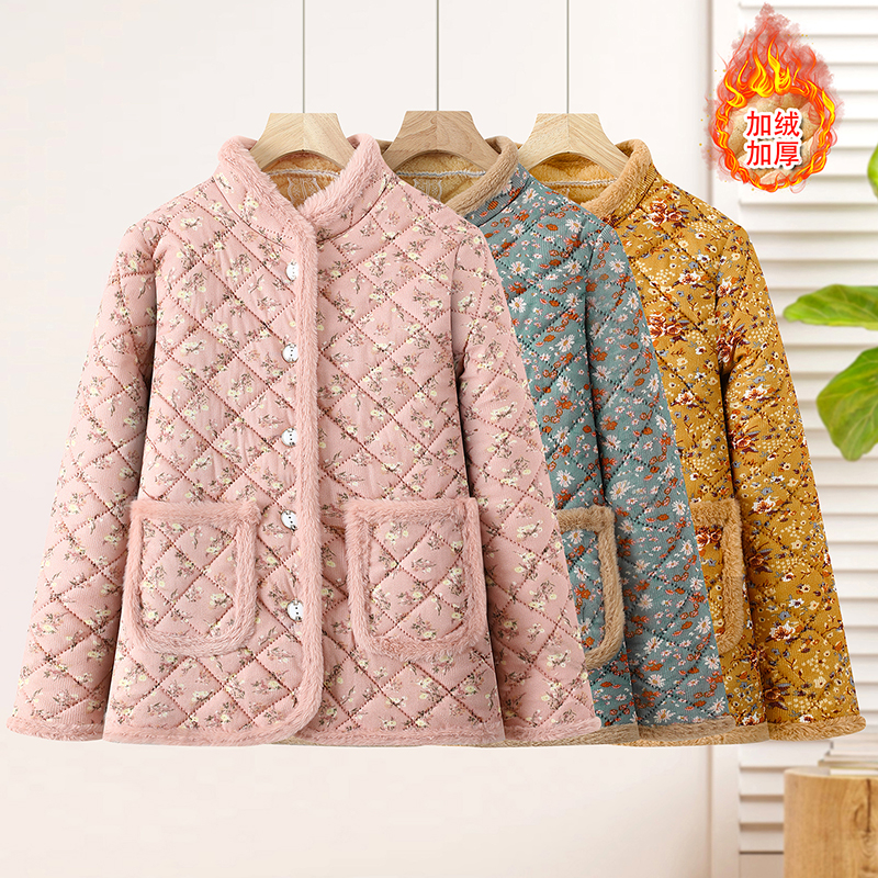 保暖女常规袖加绒加厚款棉衣棉服外套秋冬小棉棉袄加绒加厚