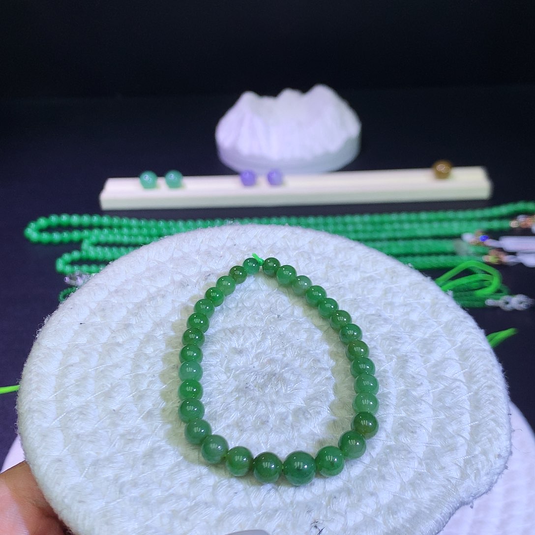 未镶嵌手链翡翠天然缅甸翡翠满色塔链咖5.1-7