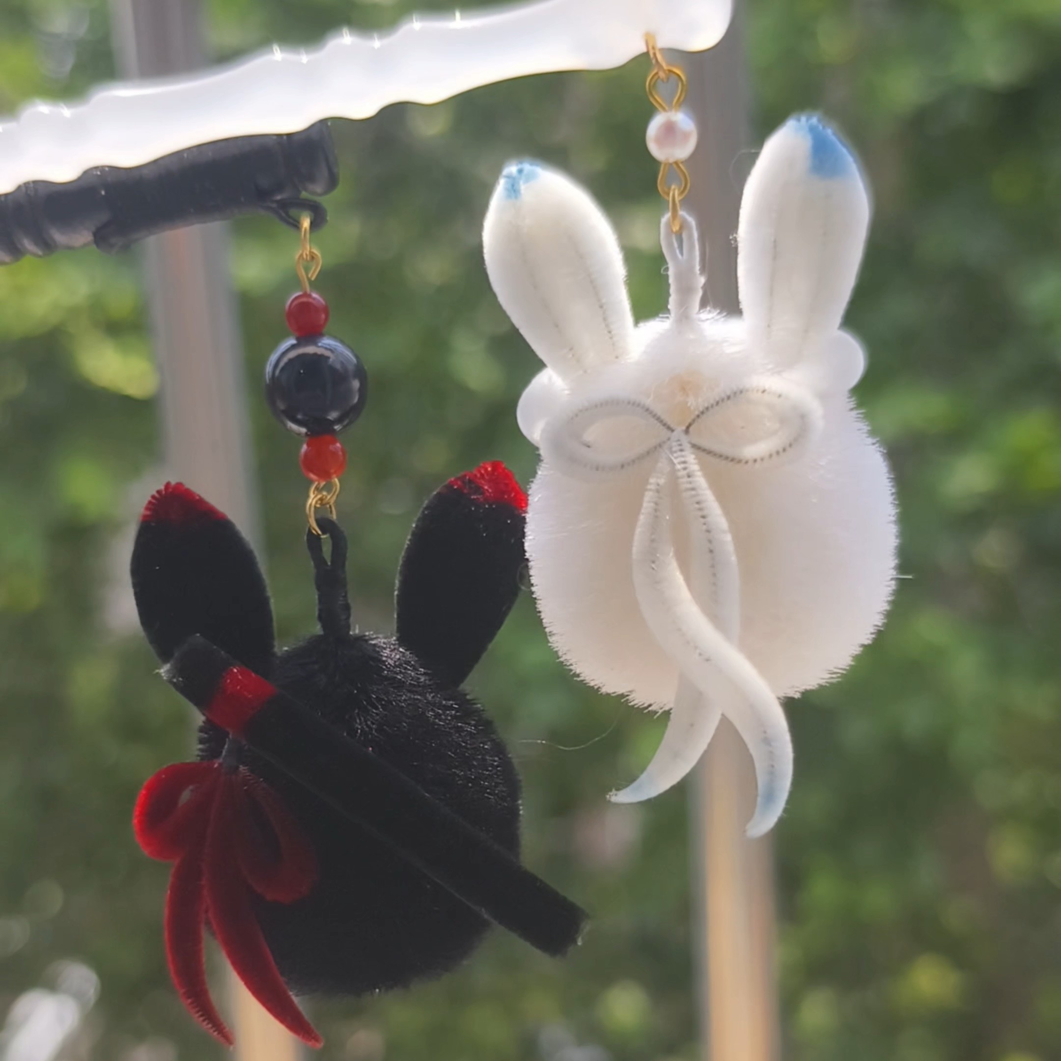 非遗绒花-兔兔对簪