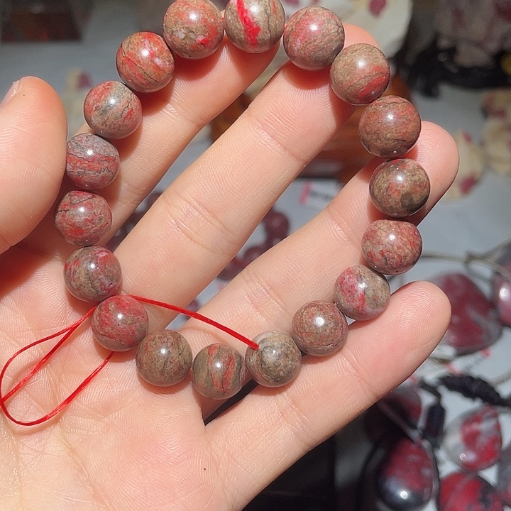 天然辰砂老料原石手串