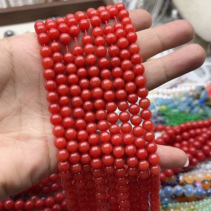 玛瑙/玉髓未镶嵌珠宝半成品一条6mm左右南红