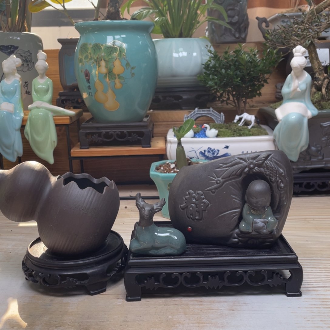 紫砂花盆陶瓷艺术花盆陶瓷