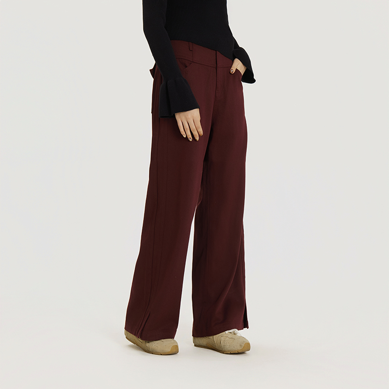 女士秋冬咖色裤子时尚垂感牛仔裤休闲裤运动春季