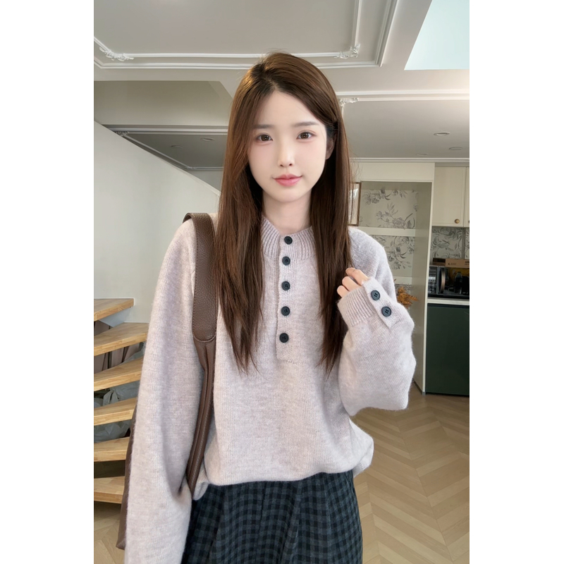 【Niche Young】 韩系设计感休闲立领质感毛衣Y6776