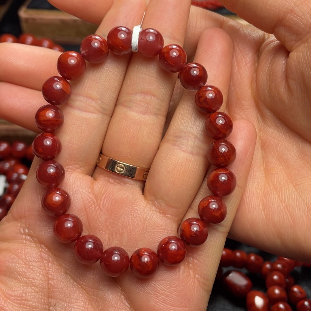 未镶嵌9手串南红玛瑙泡*泡