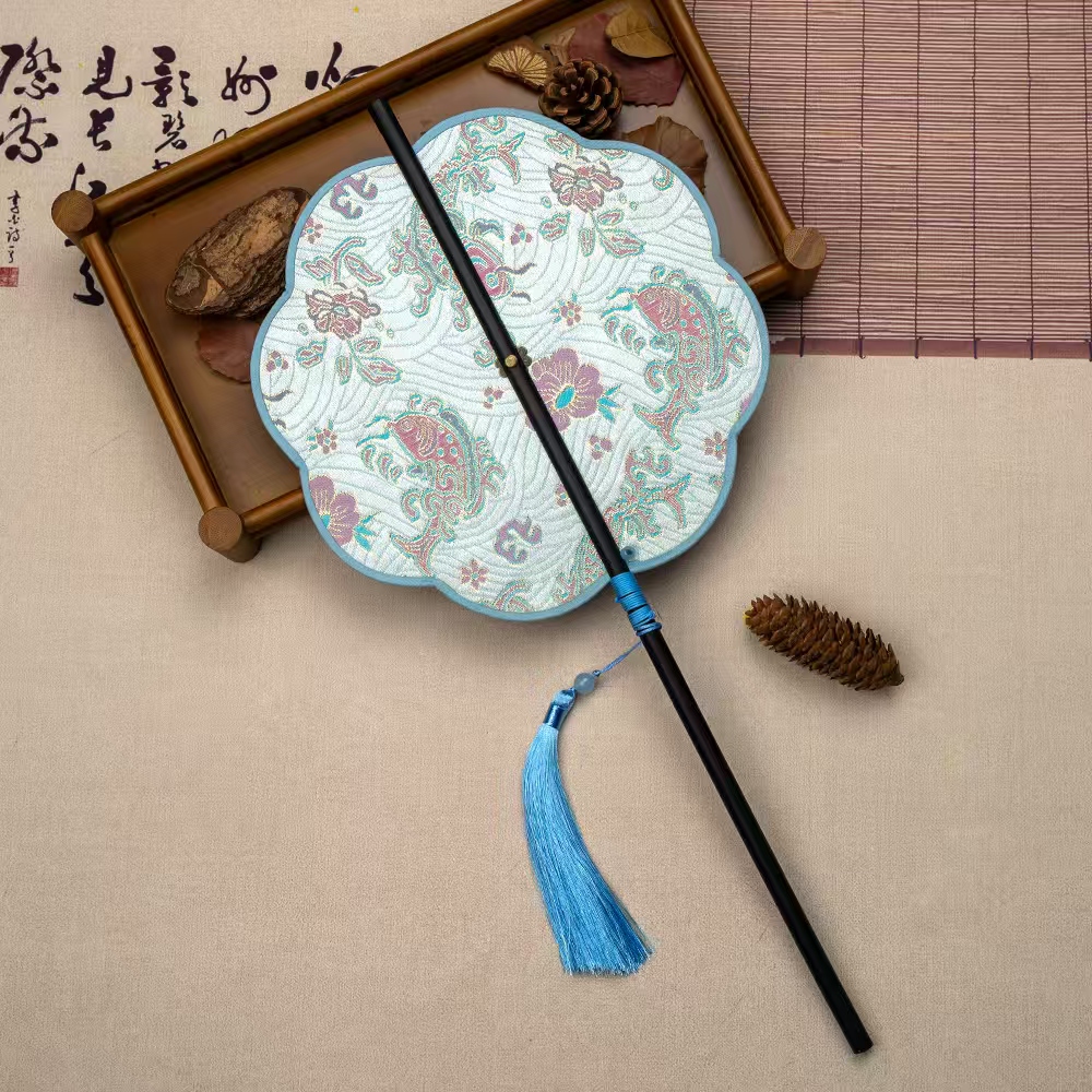 【锦鲤】古风腰扇汉服团扇中国风流苏可卷曲折扇古典便携挂腰扇子