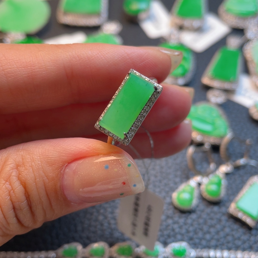 翡翠银S925镶嵌吊坠(不含链)戒指