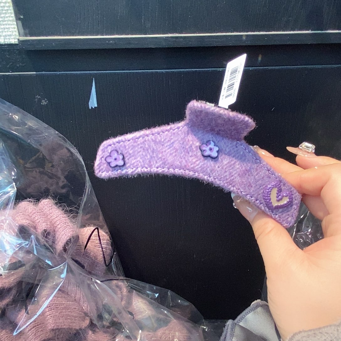 布艺铁合金紫色抓夹大号