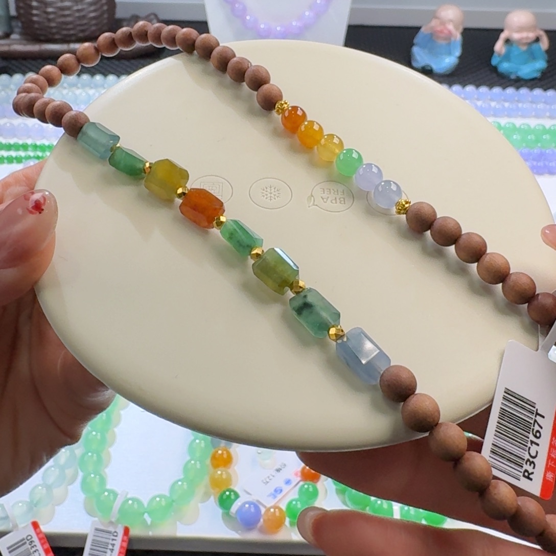 翡翠手链未镶嵌新款浓彩DIY手串