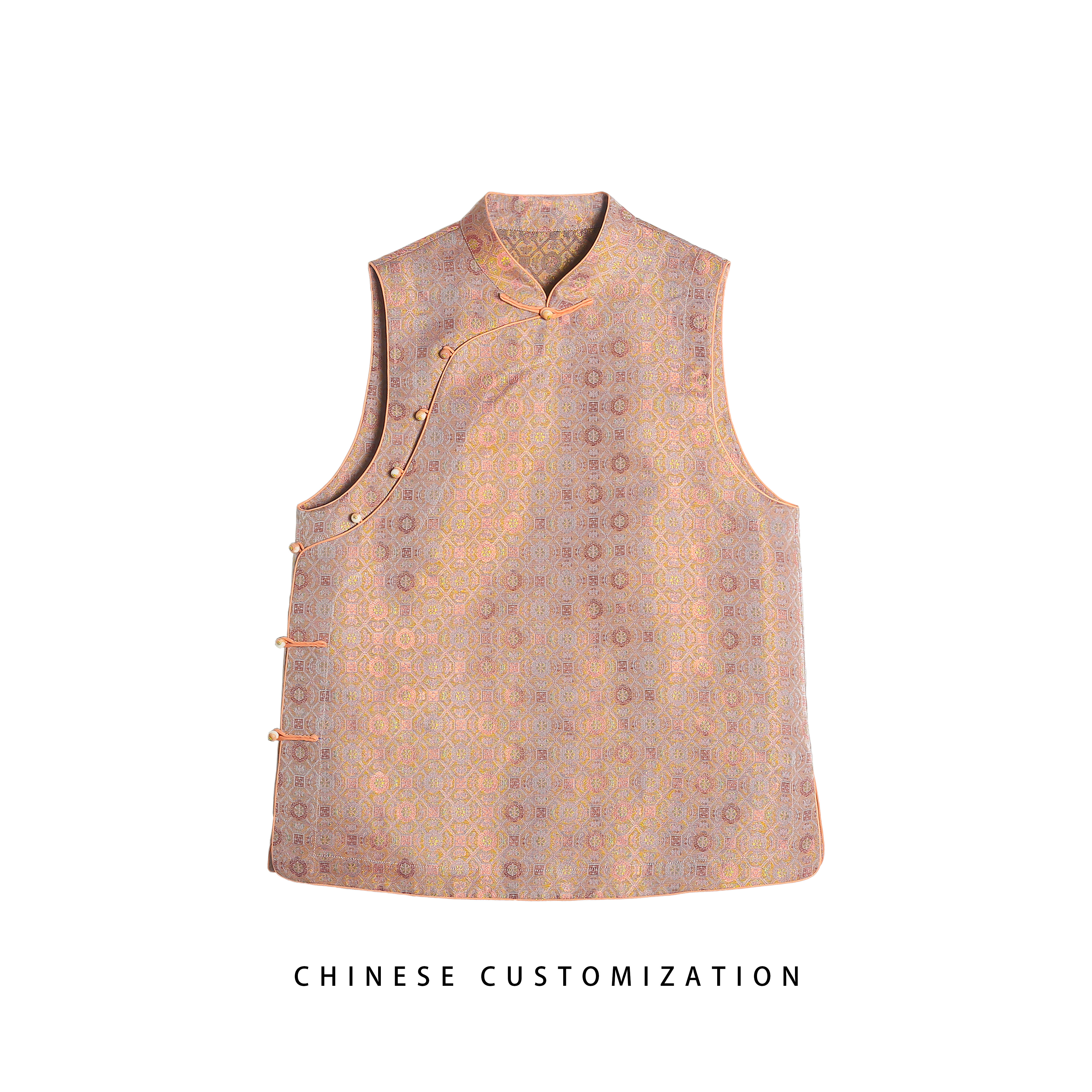 炫彩四达纹 80桑蚕丝织金 异色宋锦萝 马甲上衣25QY321