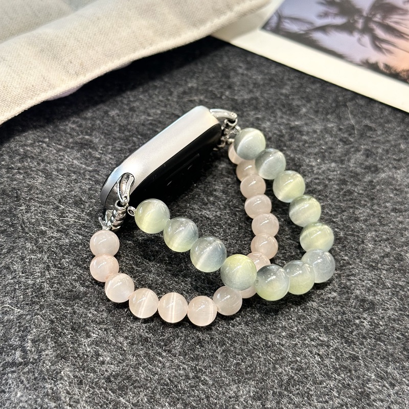 双链绿墨猫眼石适用于小米手环10/9表带Pro腕带新款创意轻奢8/7女