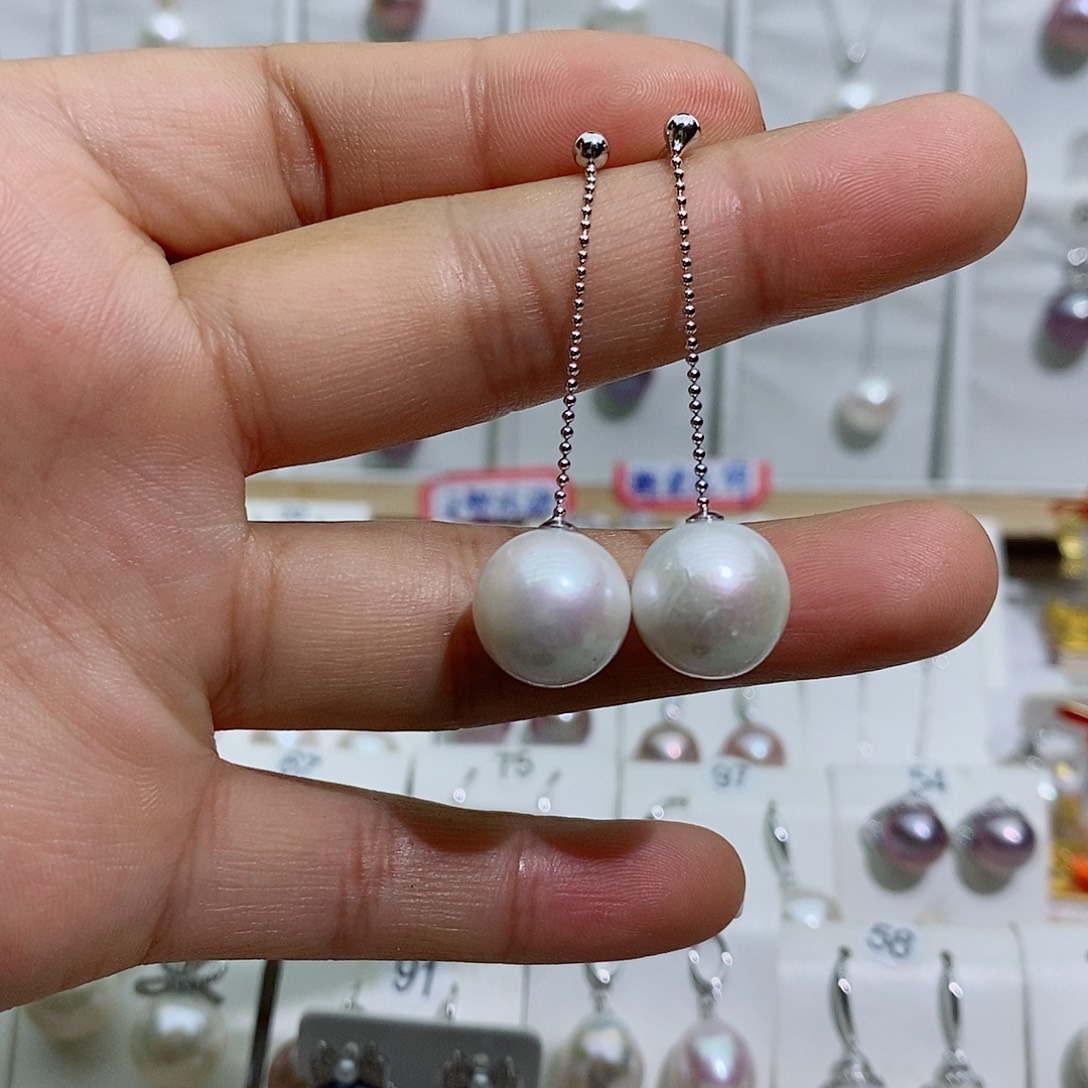 银S925镶嵌吊坠淡水珍珠13M