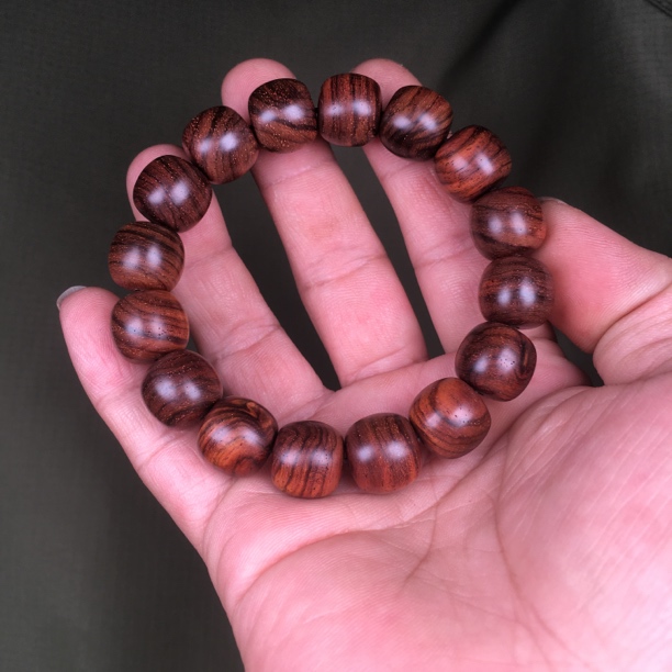 海南黄花梨老型珠14mm油梨满纹单圈男女款海黄手串