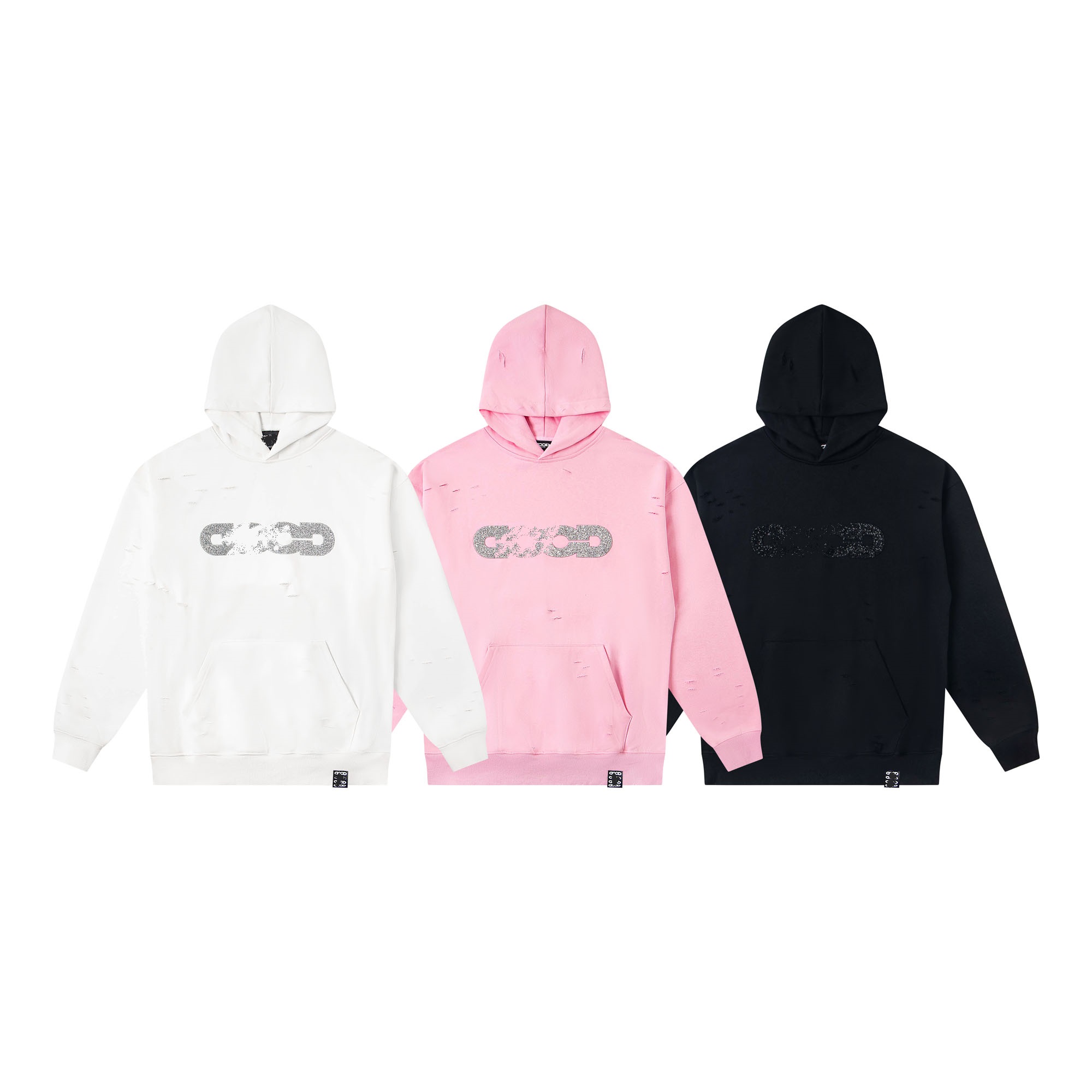 GOODBRAND 钻碎颓破时尚高级感设计连帽卫衣 男女同款宽松