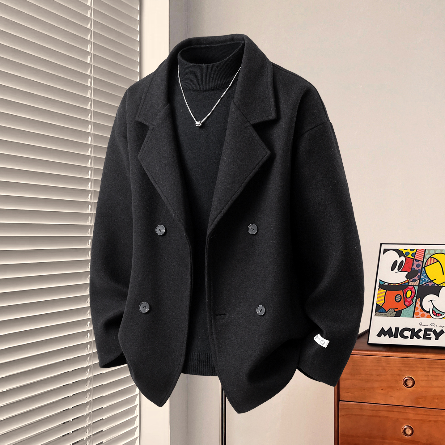 毛呢外套男款秋冬季休闲商务行政西装领短款呢子大衣高级感男外套