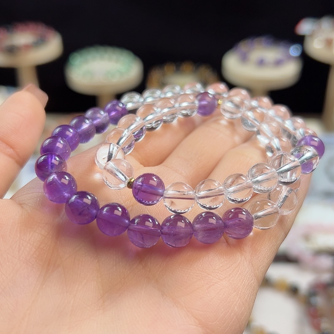 水晶手串未镶嵌紫水晶8m m