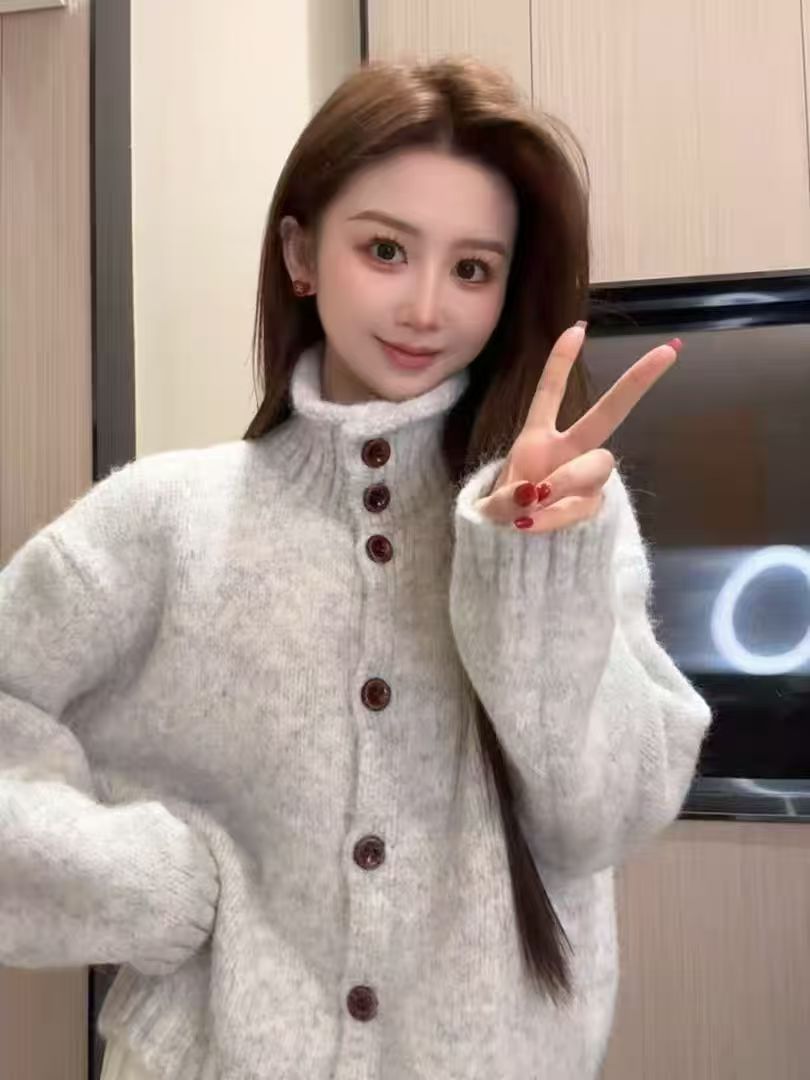 保暖常规开衫款厚款针织毛针织衫女装韩版针织衫