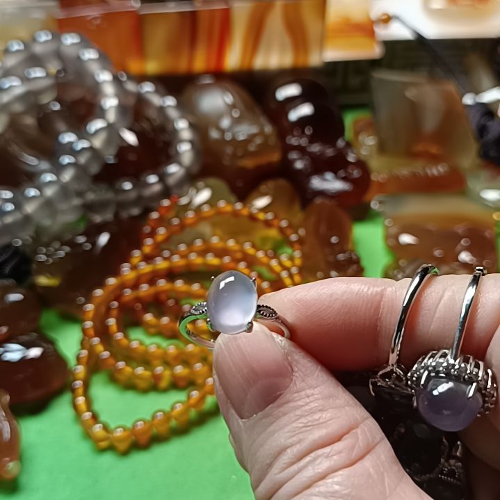 玛瑙/玉髓戒指银S925镶嵌龙*