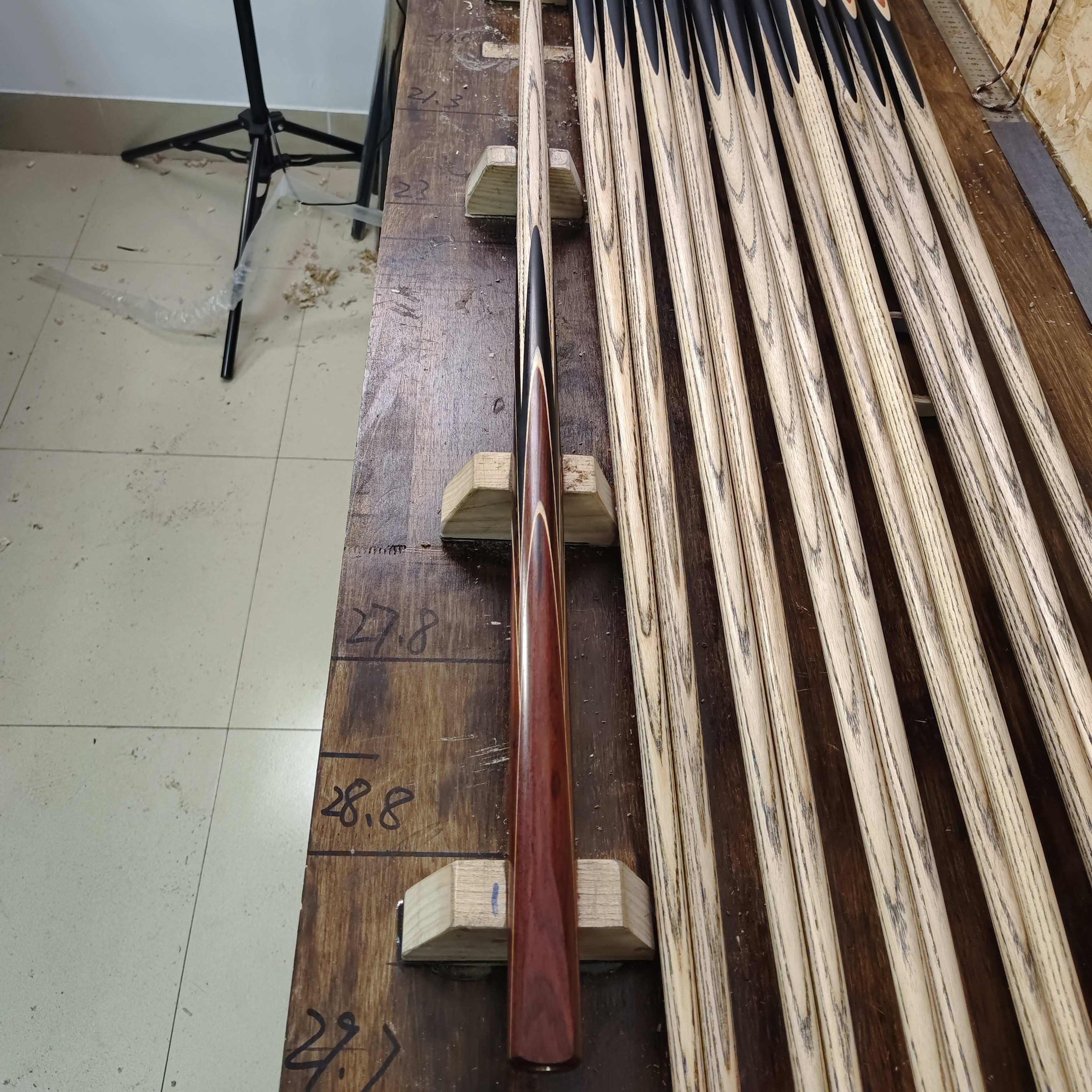 八插可可木台球杆套装（含杆盒手套巧克加长把毛巾皮头）