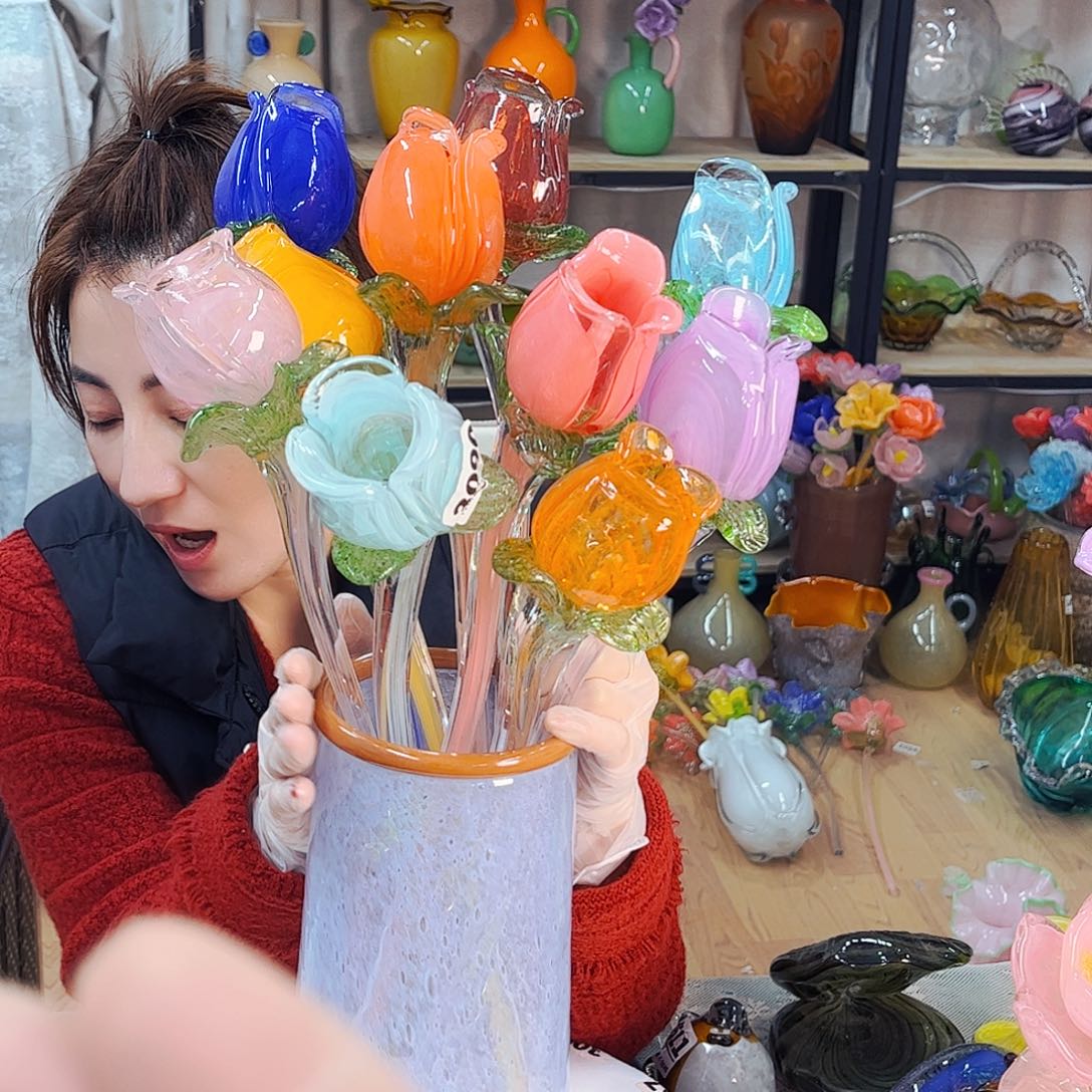 10朵玫瑰花福利家悦琉璃工艺品