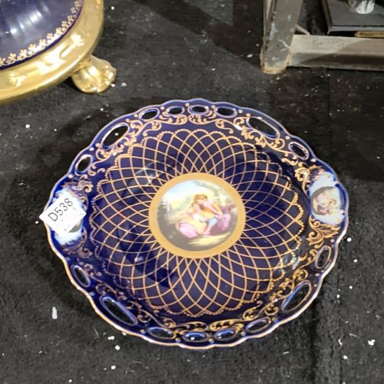 陶瓷果盘描金微瑕特价出不退换