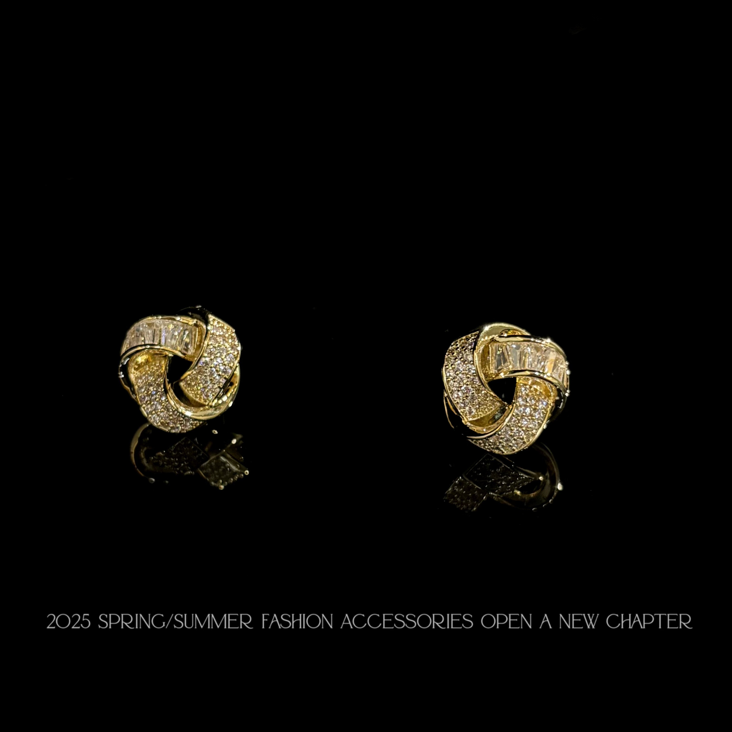 铜合金耳饰 镀K金 2025款C2534【交叉缠绕】BOBAOLI 耳钉