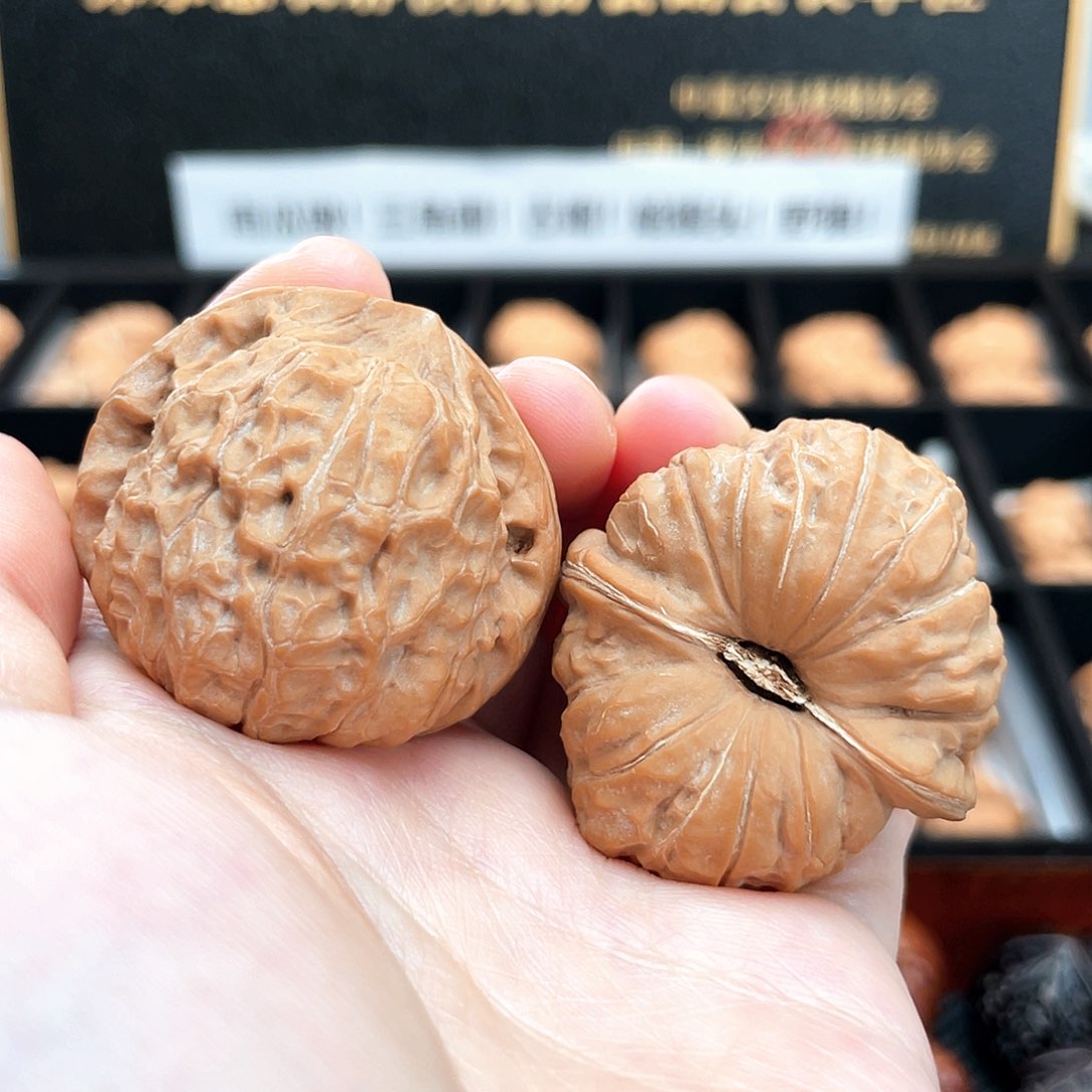 把件文玩核桃寿桃桩40尺50克圆凹底40SS1天配克