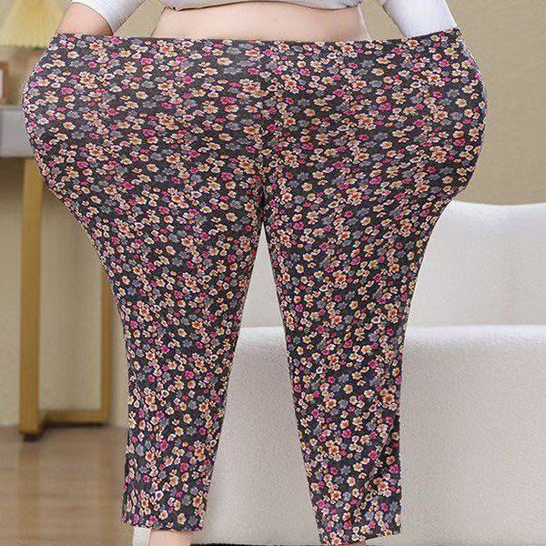 120-250斤特大码冬季小花老人裤女中老年胖妈妈宽松保暖裤女