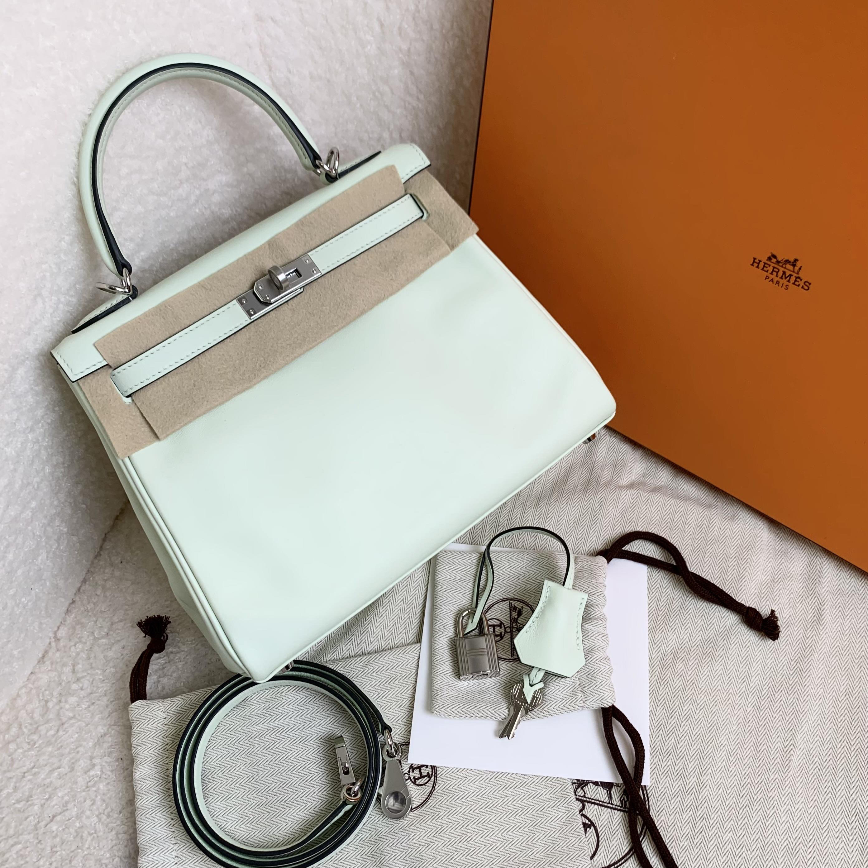 99新 Hermes/爱马仕 壹臻/气泡绿银扣Kelly25 U刻 s皮12535221