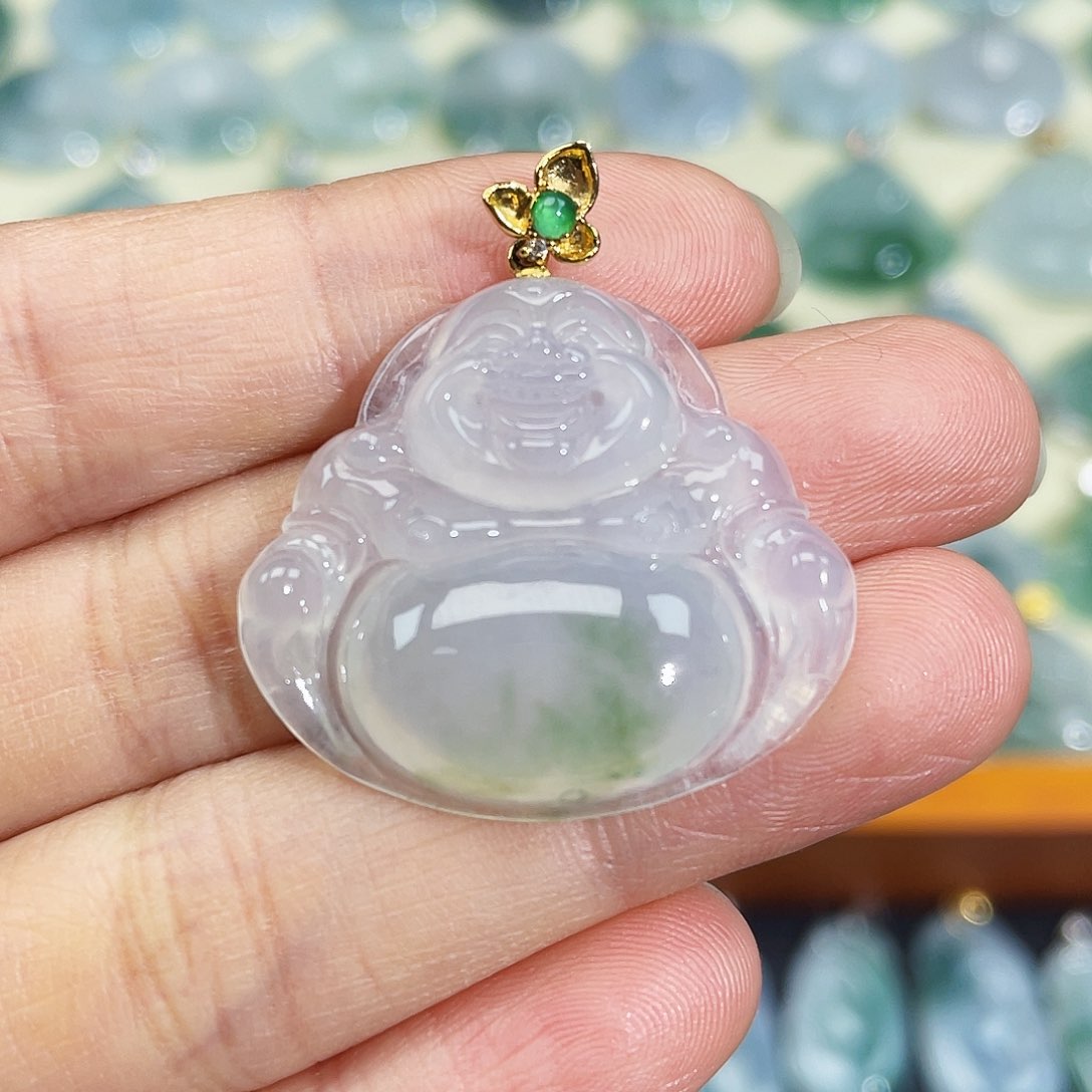 翡翠颈饰18K金镶嵌吊坠