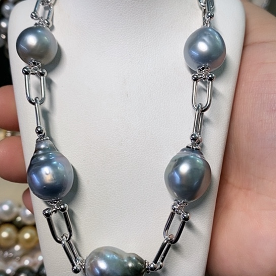 海水珍珠颈饰银S925镶嵌12-14