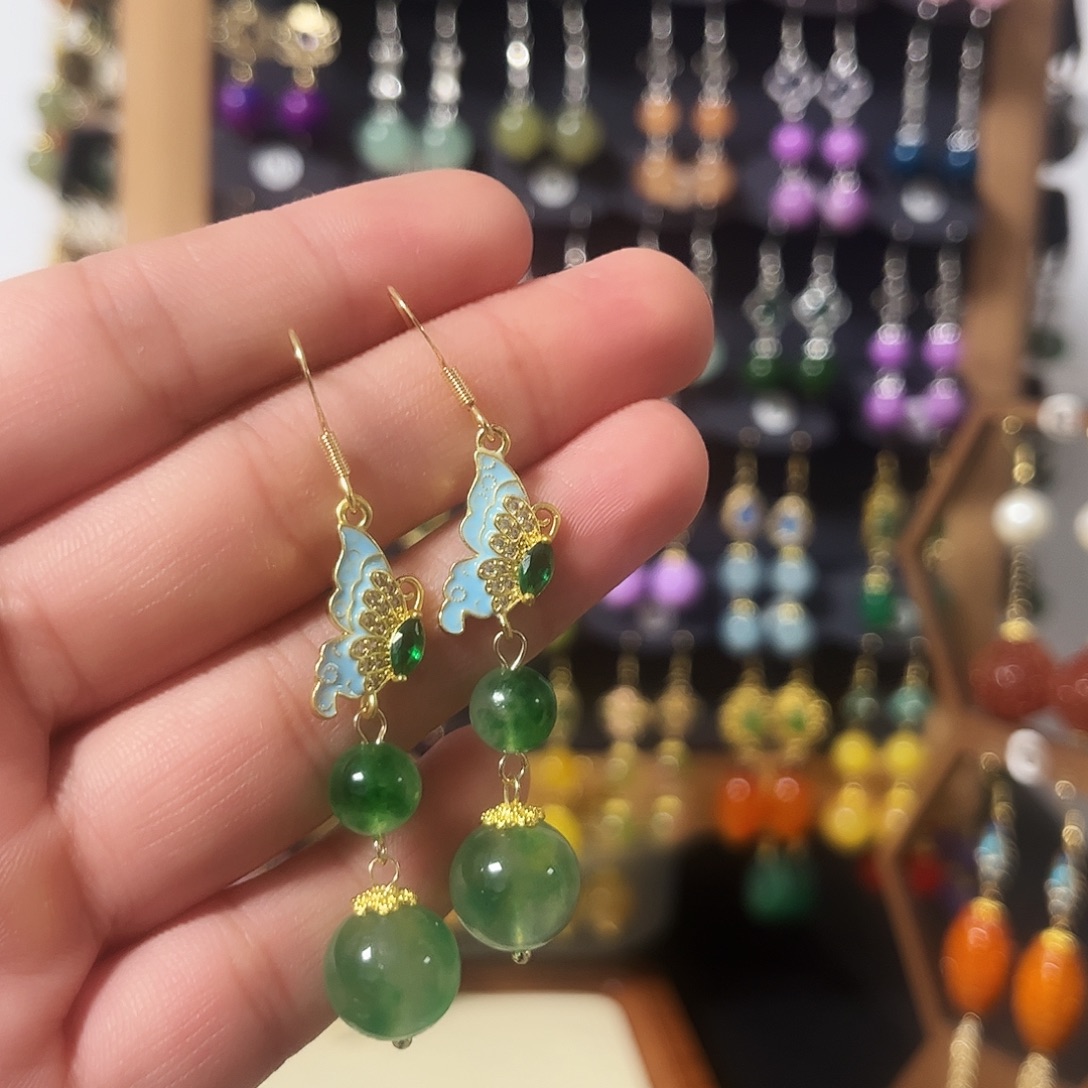 锆石纯铜925银耳饰