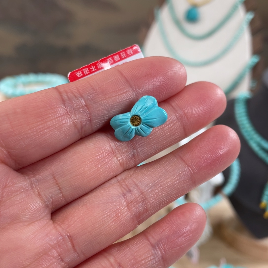 绿松石未镶嵌套链花花
