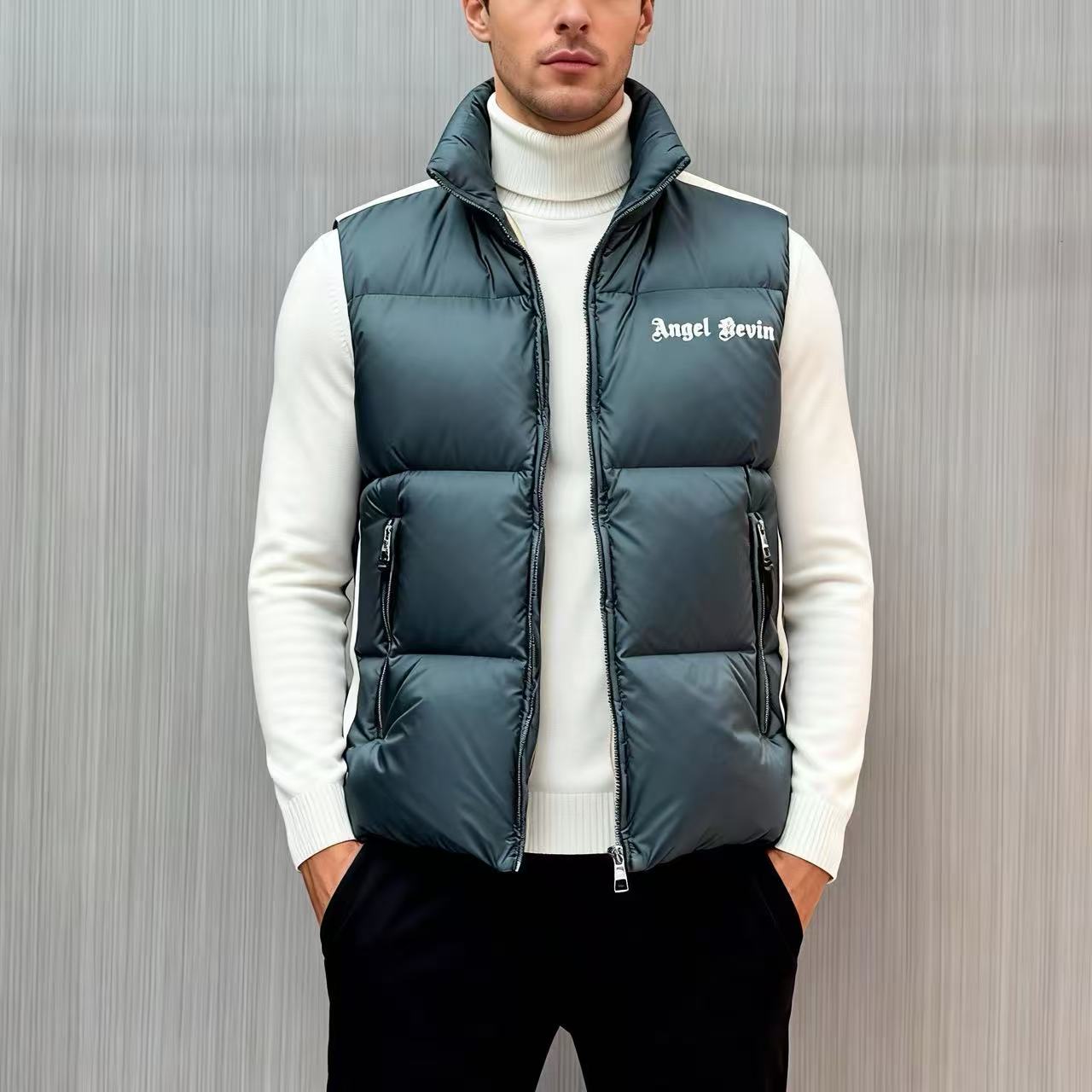 【1001】 冬季新款 舒适百搭 男款羽绒马甲 防寒保暖 立领 潮流加厚