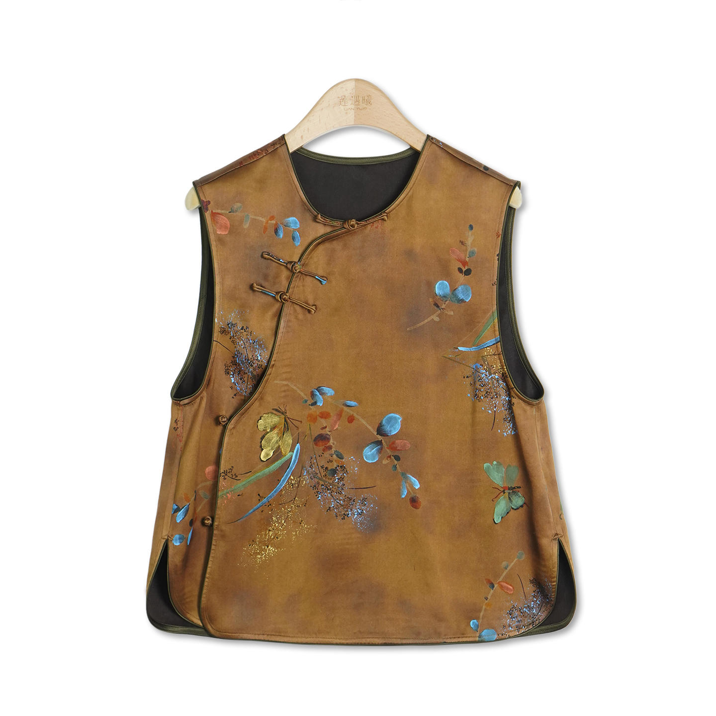 墨池手绘·兰序 双面缎皮子 新中式国风女装1d13611022